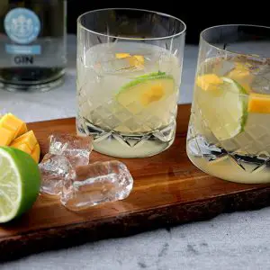 Gin hass - Opskrift på den populære cocktail gin hass, som består af gin med mangosirup, lime og lemonsodavand