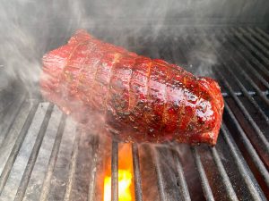 Bruning af roastbeef efter tilberedning med reverse sear metoden.