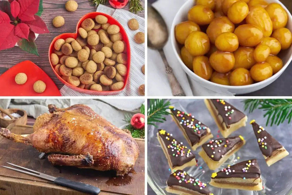 juleopskrifter, pebernødder, andesteg, brunede kartofler og konfektjuletræer.