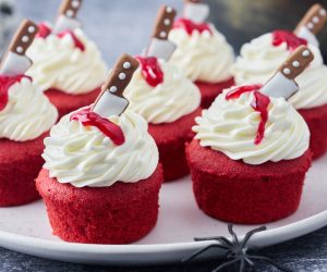 Red velvet halloween cupcakes
